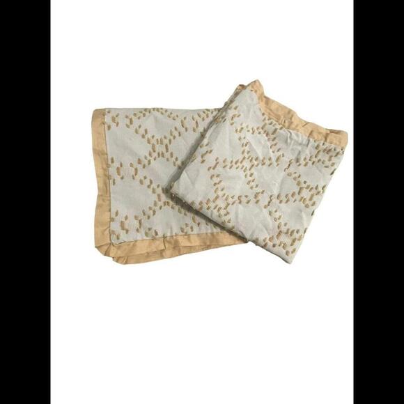 Set 2 KING size Tan Low Cut Fringe PILLOW SHAMS Slate Blue tan Pair TARGET - Picture 2 of 3